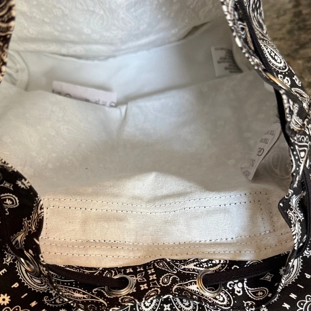 PINK Victoria's Secret Black and White Paisley Backpack NWT